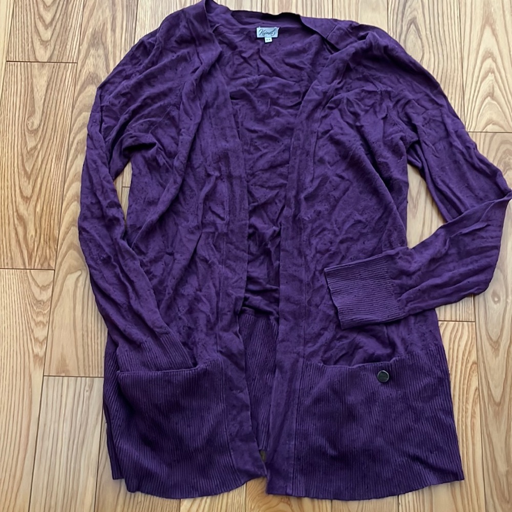Dark Purple Cardigan With Pockets